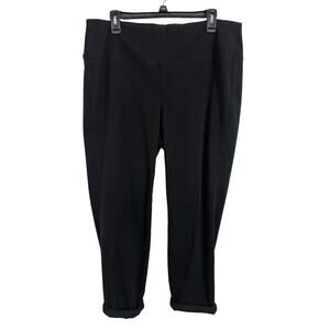 J Jill Wearever Black Pull On Cuffed Crop Denim Pants Size 2X Stretch Comfy